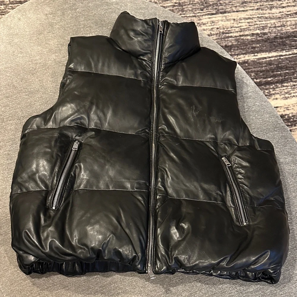 Lamarque Lambskin Down Puffer Vest - Picture 1 of 8
